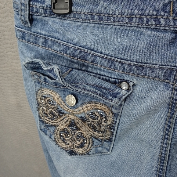 Nine West Vintage America 'Missy' women's bootcut blue jeans with rhinestones an - Picture 4 of 9